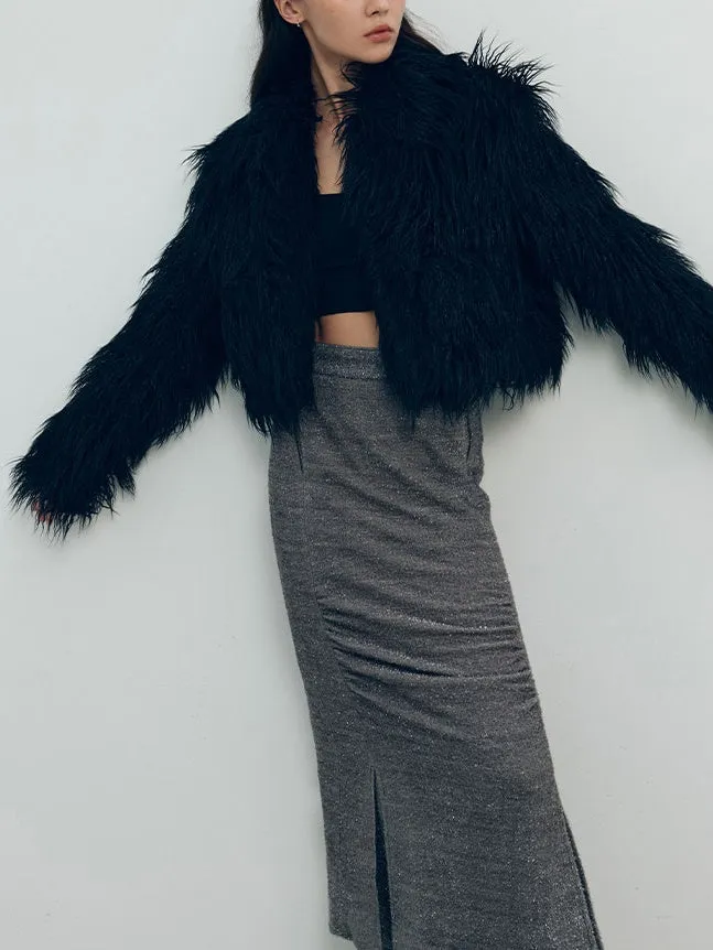3D Pleated Slim Fit Straight Skirt