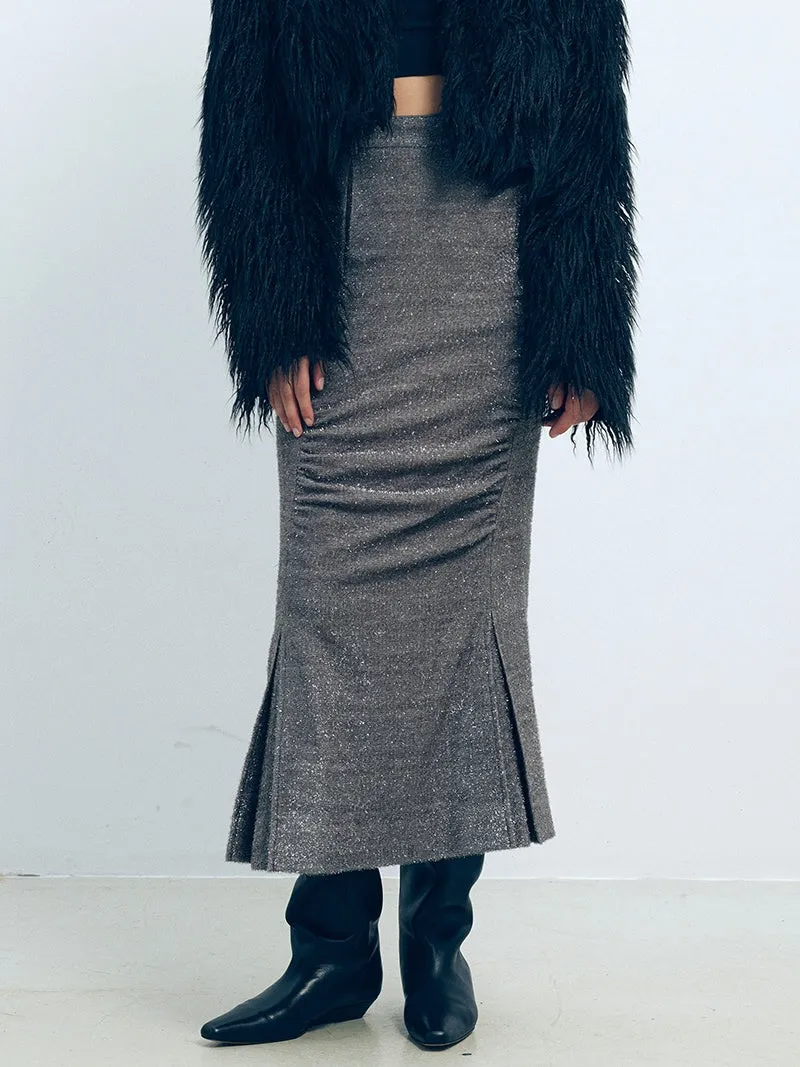 3D Pleated Slim Fit Straight Skirt