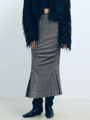 3D Pleated Slim Fit Straight Skirt