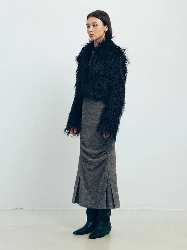 3D Pleated Slim Fit Straight Skirt