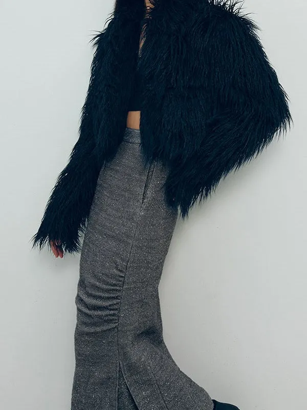 3D Pleated Slim Fit Straight Skirt