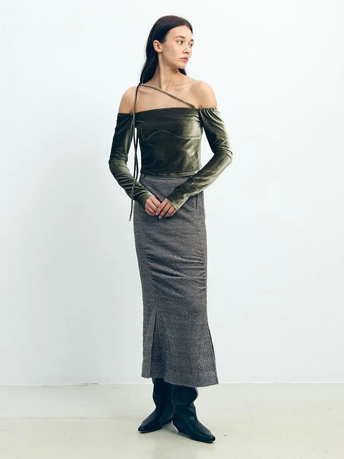 3D Pleated Slim Fit Straight Skirt