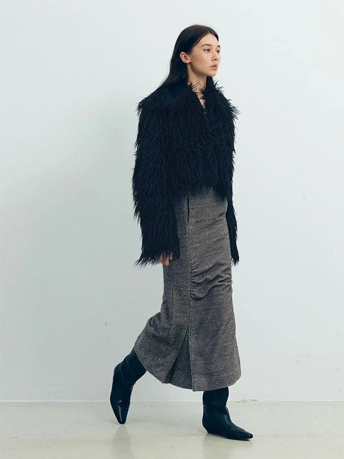 3D Pleated Slim Fit Straight Skirt
