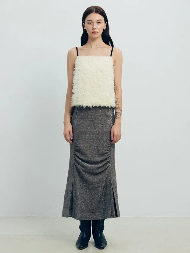 3D Pleated Slim Fit Straight Skirt