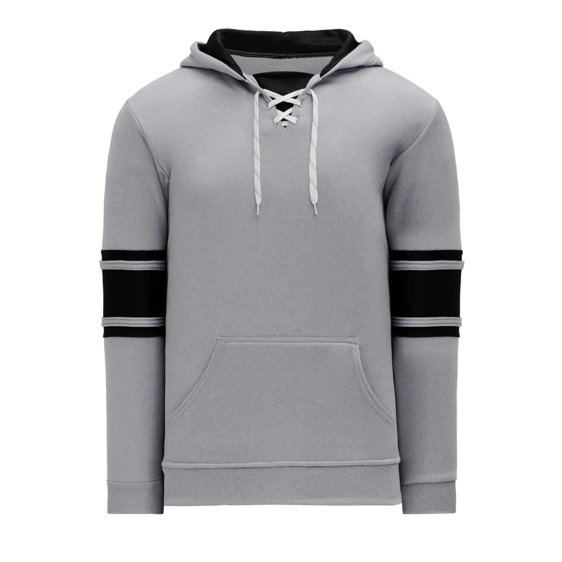 A1845-920 Heather Grey/Black Blank Hoodie Sweatshirt