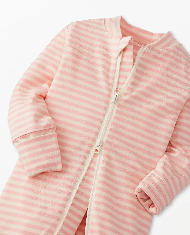 Baby Striped Zip Sleeper (Blush)