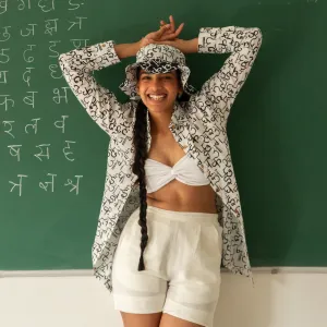 Back to School White Alphabet Co-ord set with White shorts
