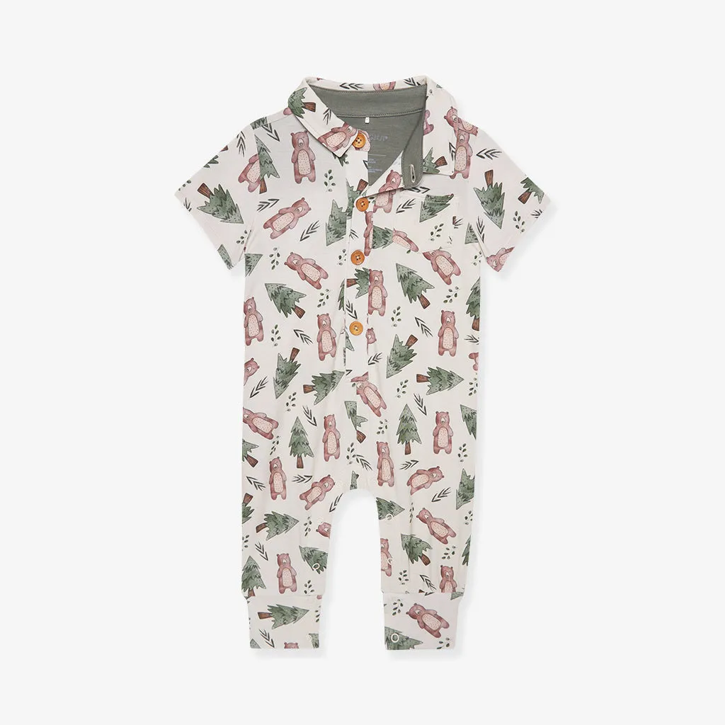 Beary Collared Henley Romper
