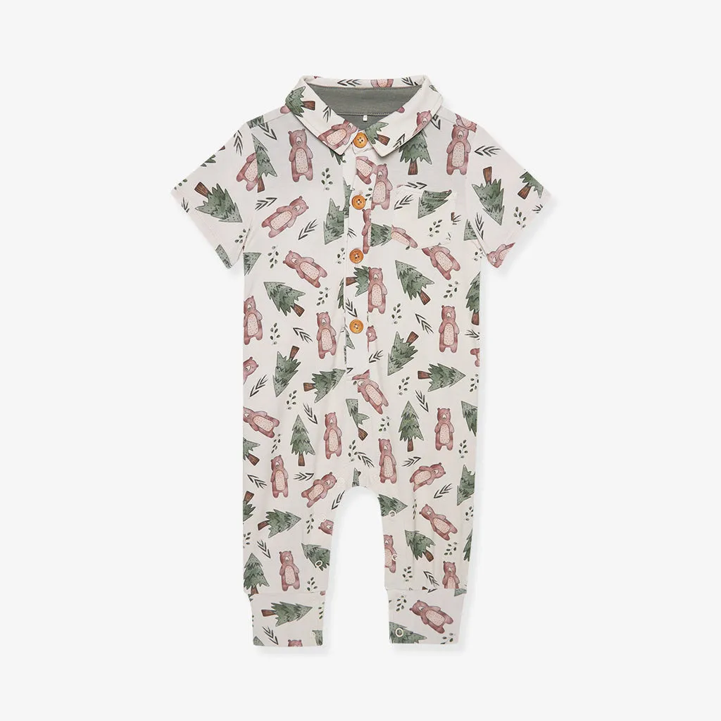 Beary Collared Henley Romper
