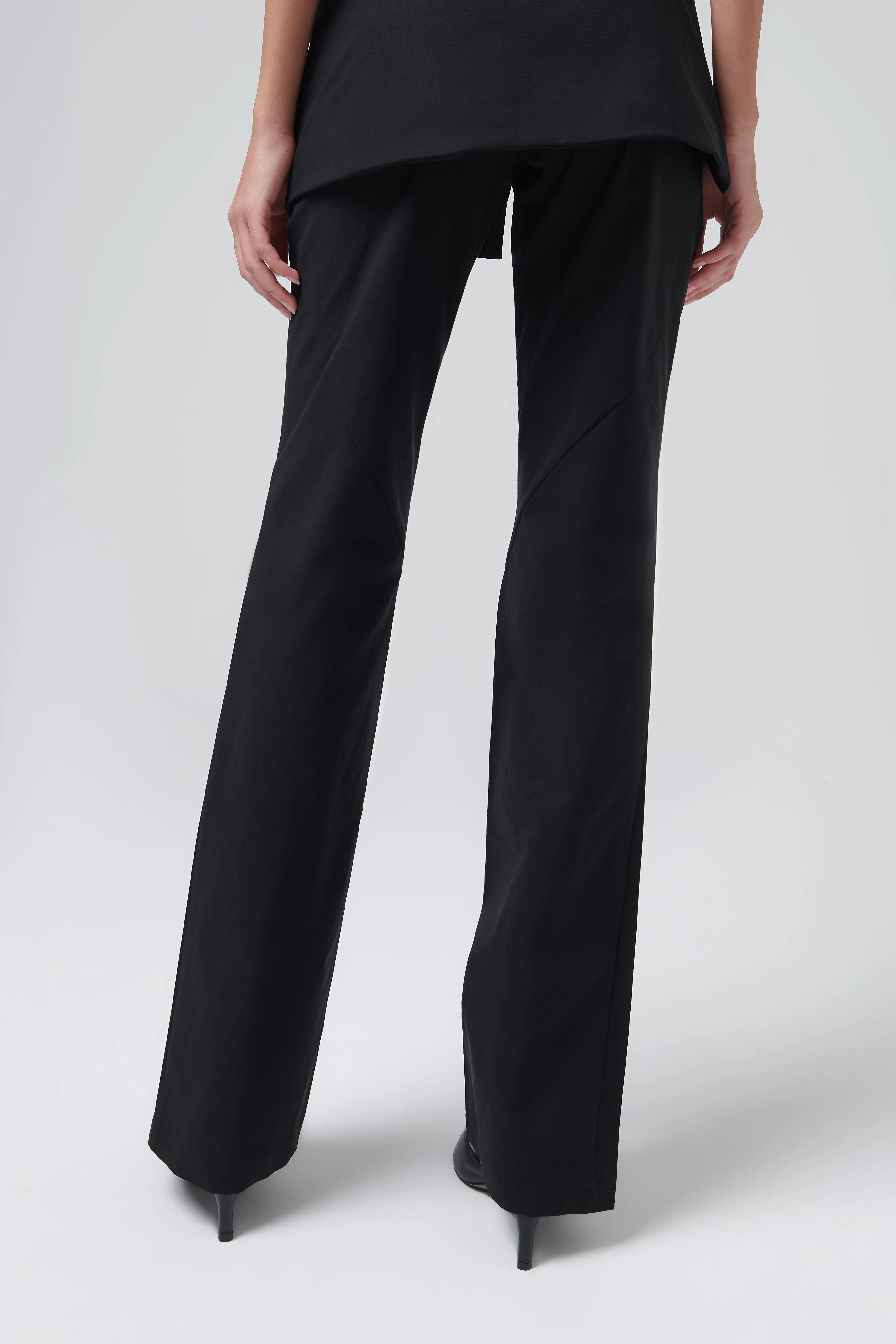 Black Front Slit Zip Skirt Pants
