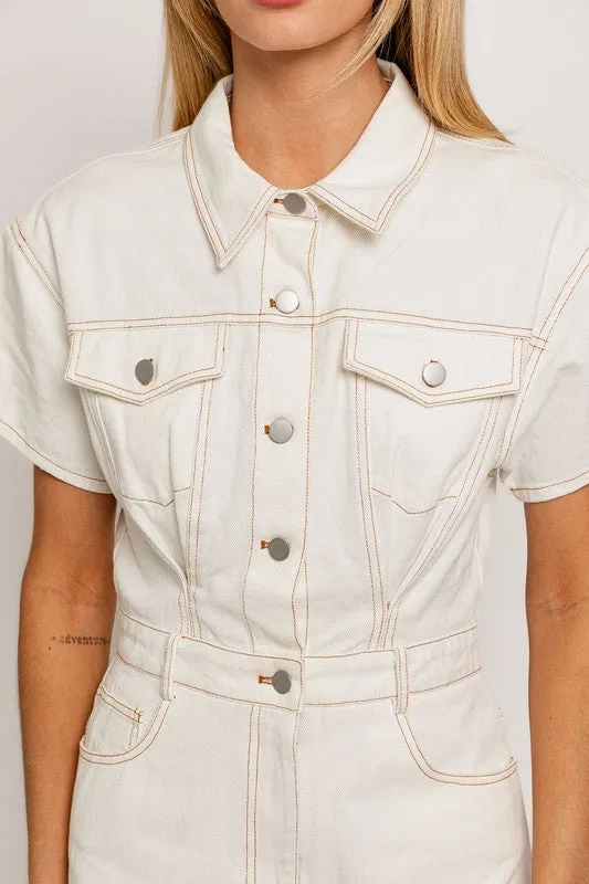 Bohemian Short Sleeve Denim Romper