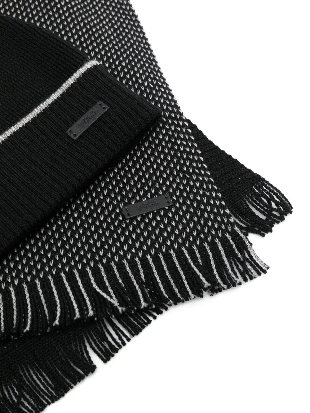 BOSS Logo-patch Beanie Set Black