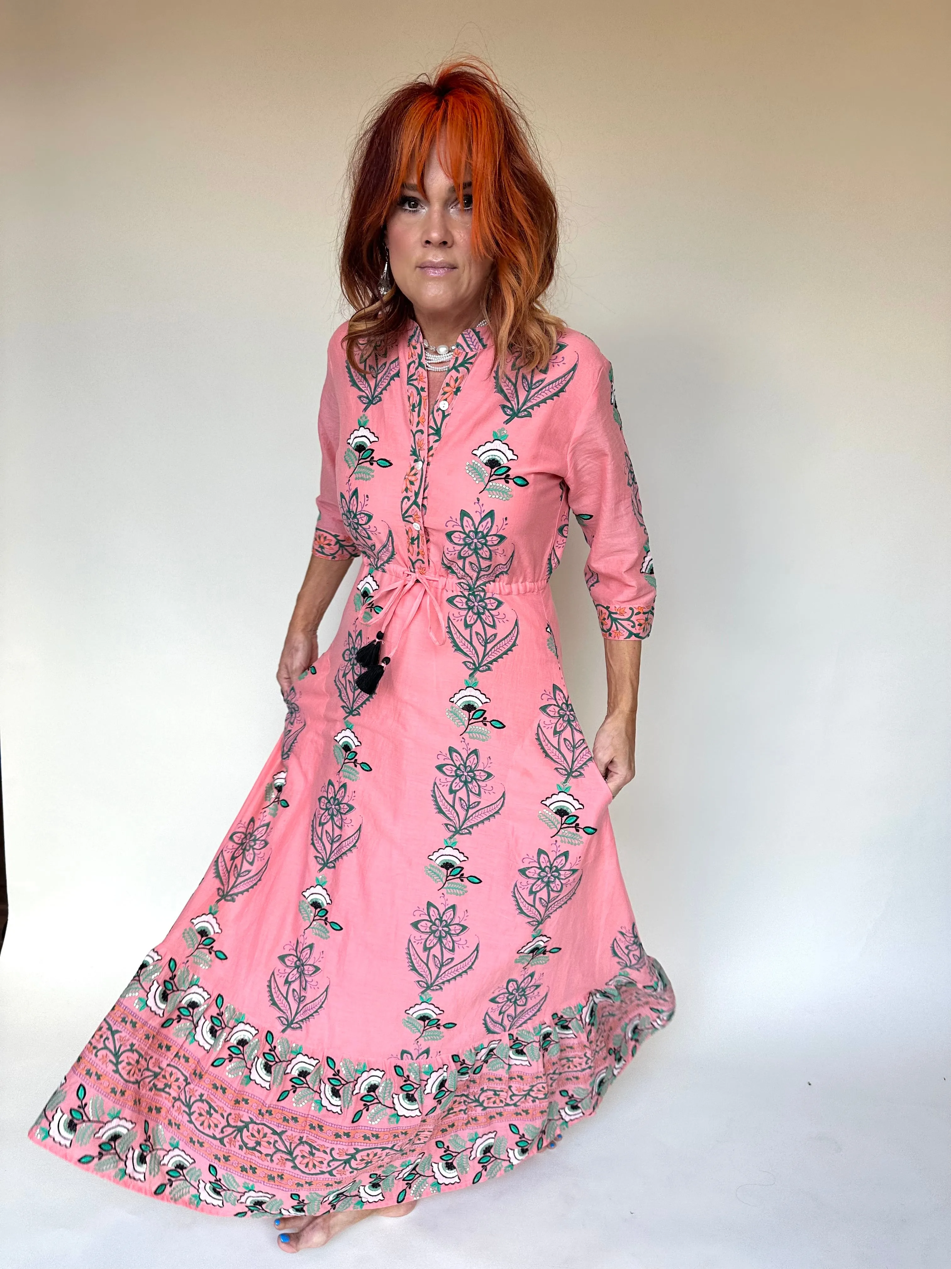 Cinched Shirt Dress Maxi - Udaipur