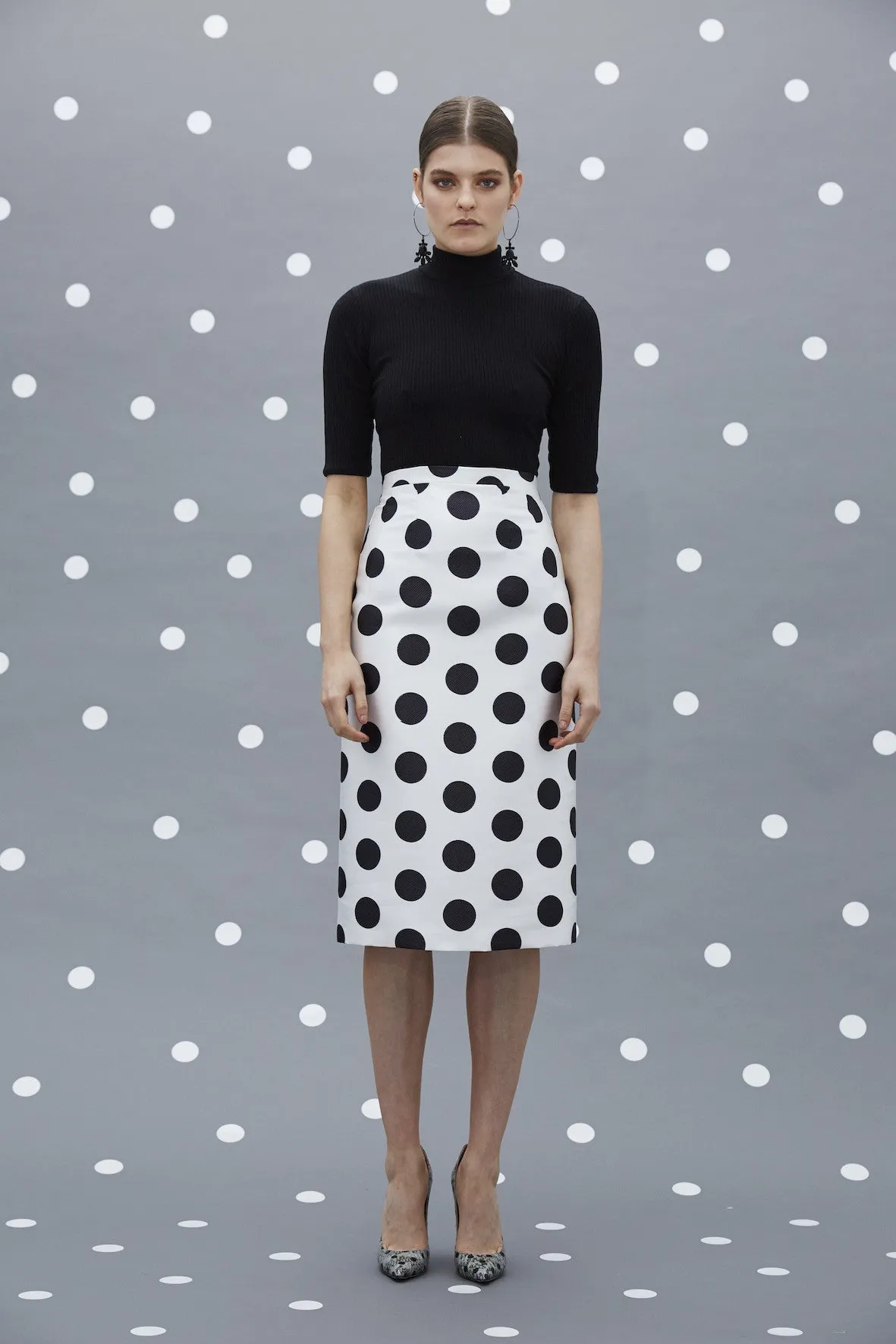 Circle Stamp Pencil Skirt