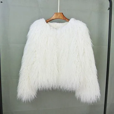 Colorful Boho Furry Faux Fur Coat Plus Size Women Fur Coats Autumn Winter Pink Faux Fur Shaggy Jacket fourrure bontjas