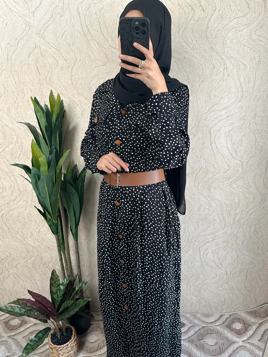 Dotted Shirt Maxi Dress