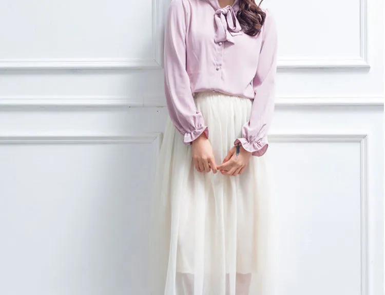 Double Layer Mesh Skirt Women Mid-Length Tutu aHigh Waist Pleated Skirt
