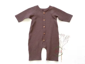 Dusty-brown Henley Romper