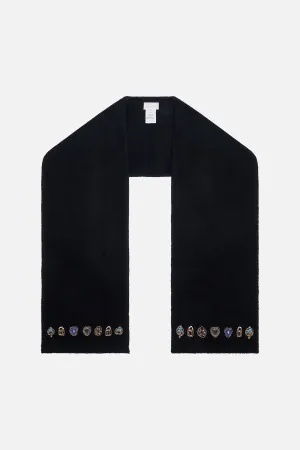 EMBELLISHED KNIT SCARF SOLID BLACK