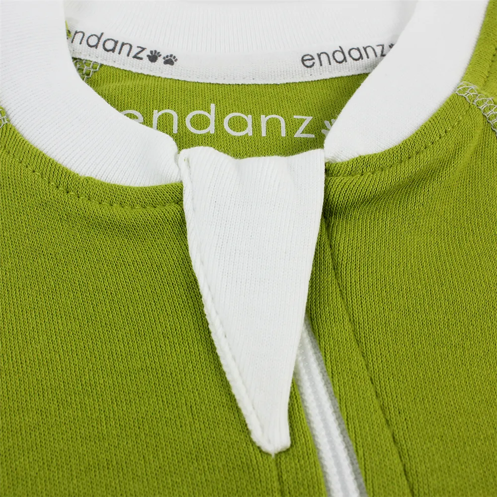 Endanzoo Classic Snuggle Organic Long Sleeve Double Zippered Romper - Green