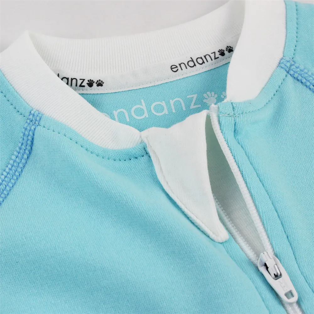 Endanzoo Organic Double Zippered Romper - Aqua