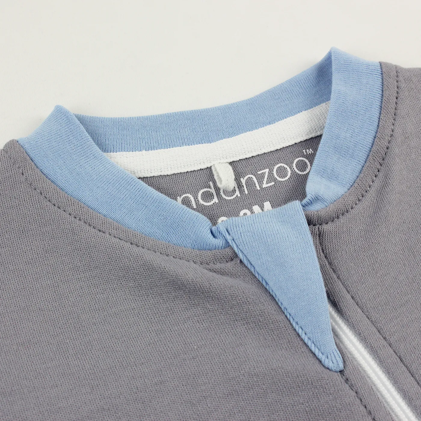 Endanzoo Organic Double Zippered Romper - Grey w/ Blue