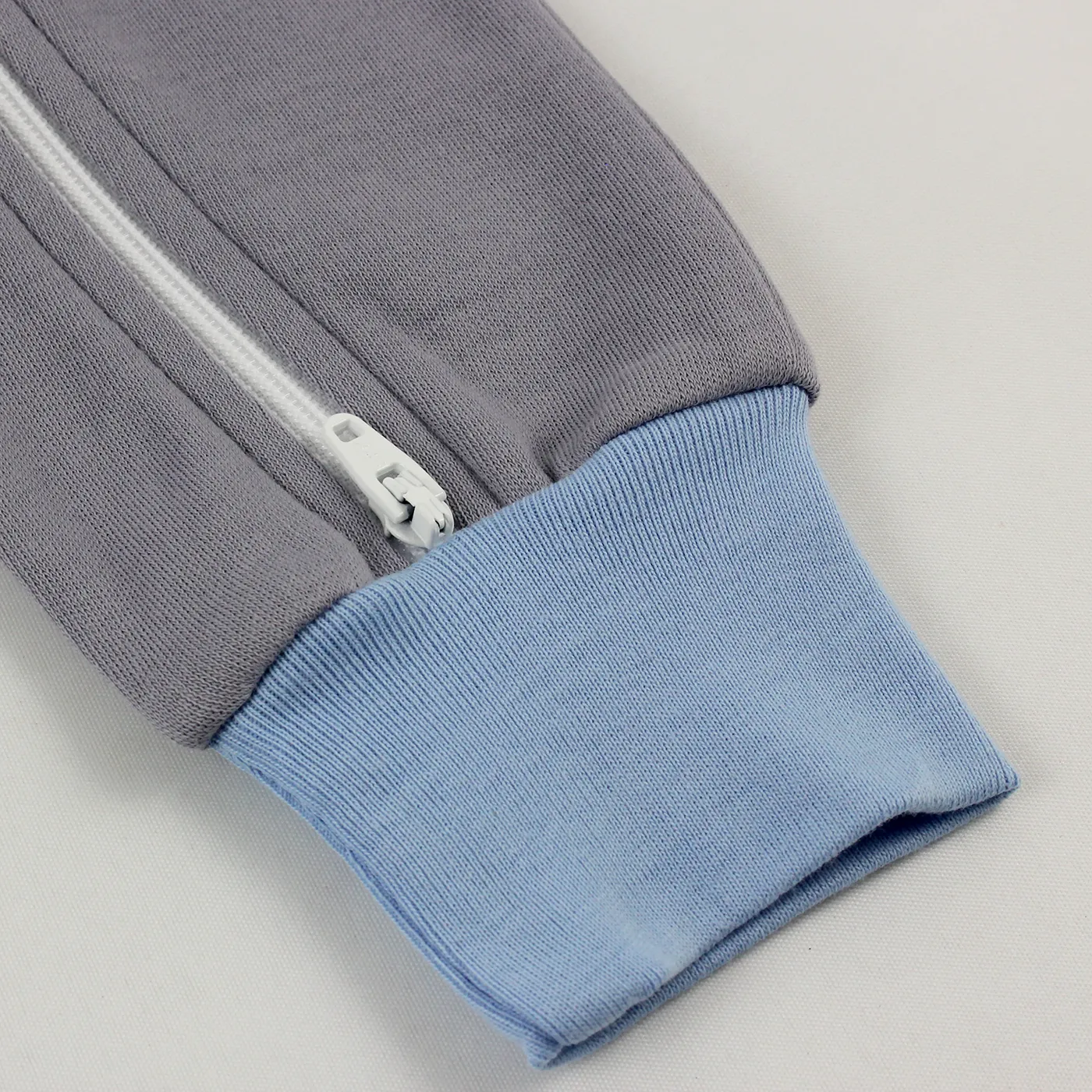 Endanzoo Organic Double Zippered Romper - Grey w/ Blue
