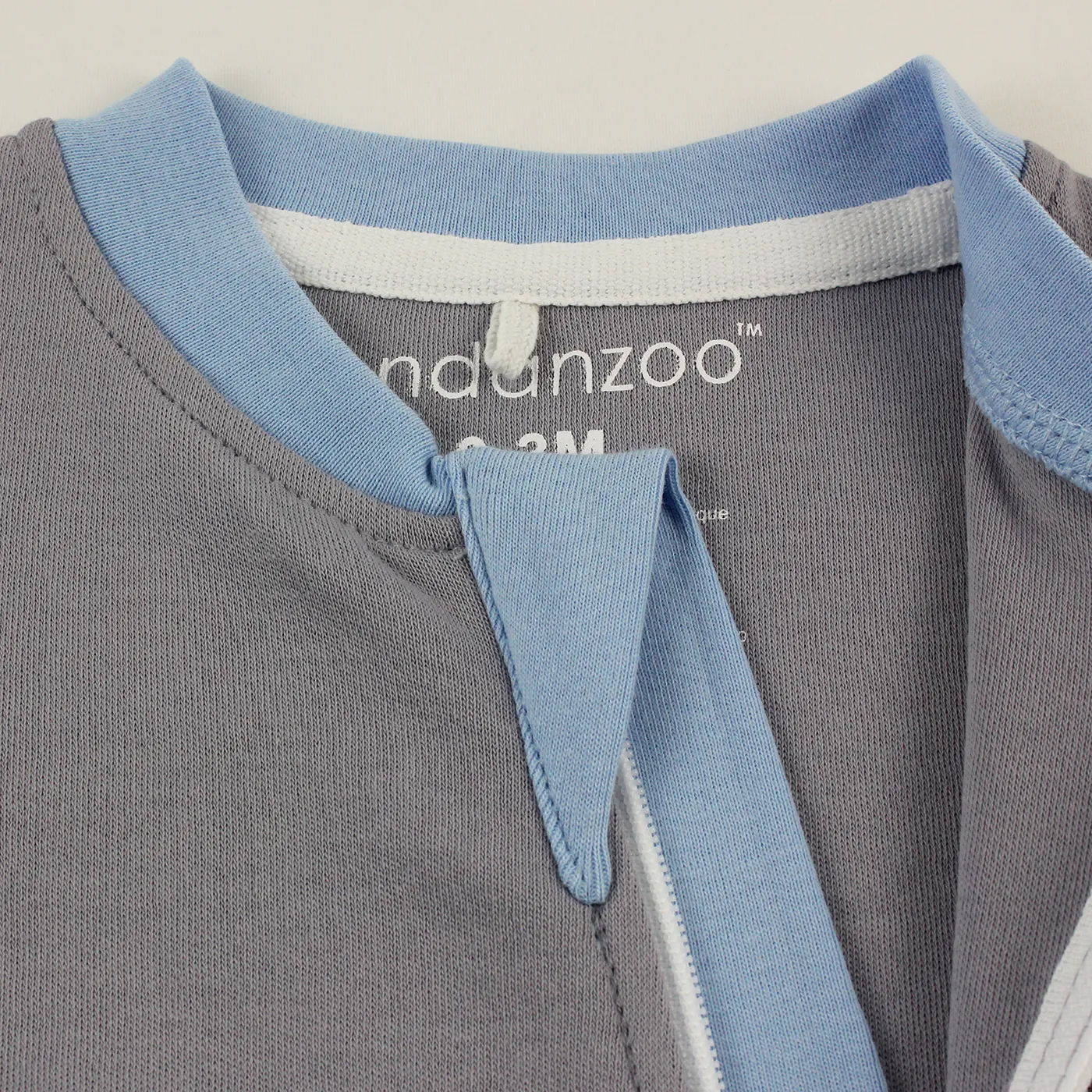 Endanzoo Organic Double Zippered Romper - Grey w/ Blue