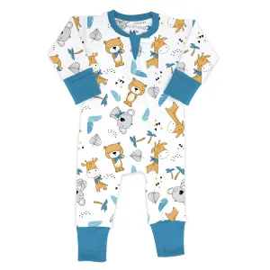 Endanzoo Organic Long Sleeve Double Zippered Romper - Jungle Cuties