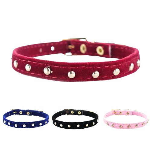Fancy Studded Leather Collar with Bell