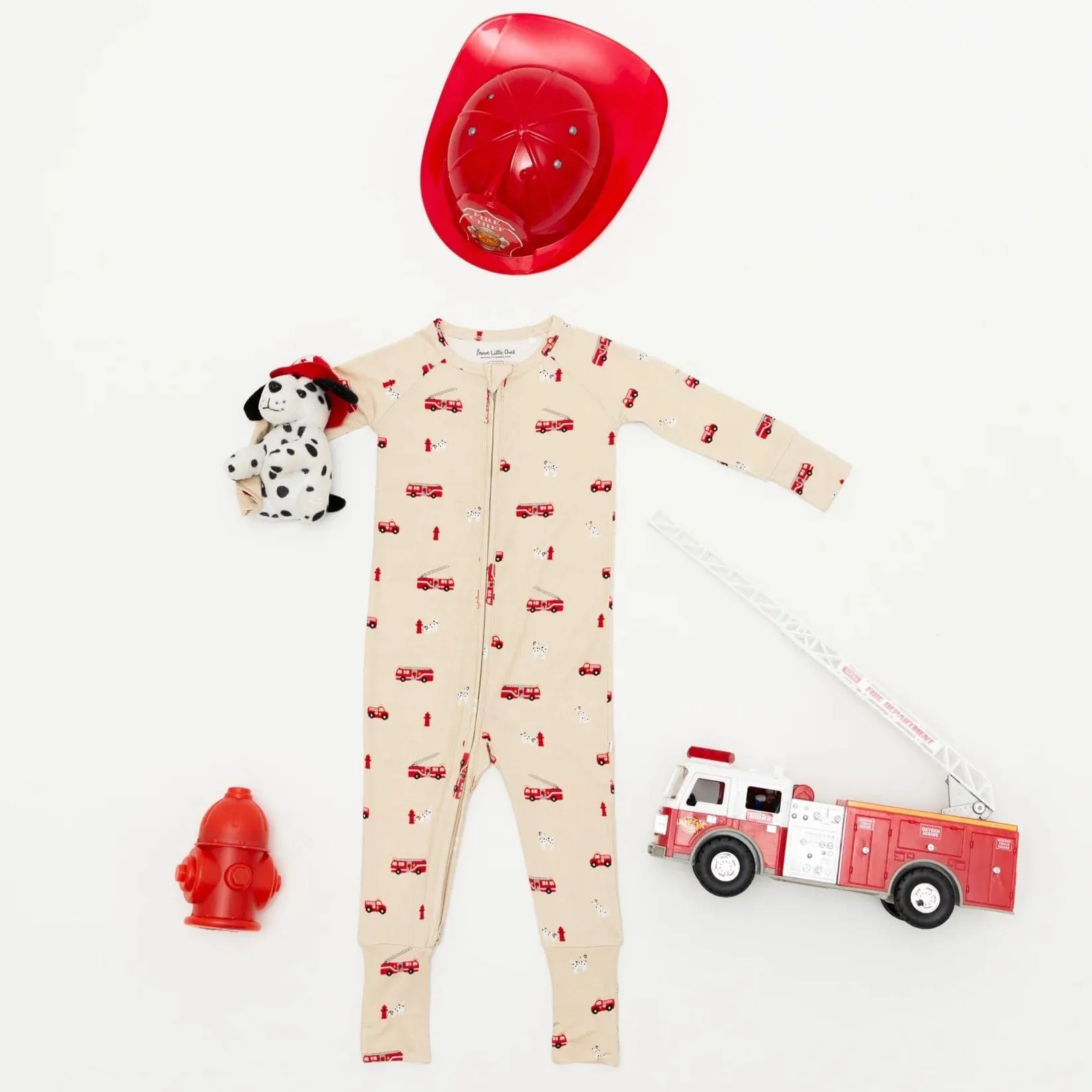 Firetrucks Zip Romper