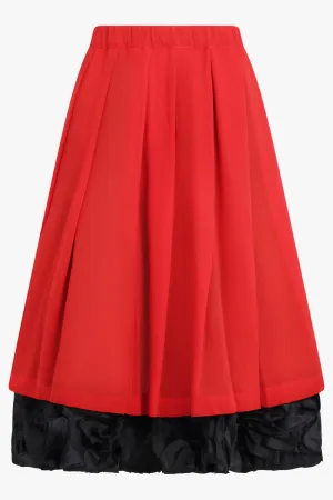 Floral Pattern Georgette Skirt | Red/Black