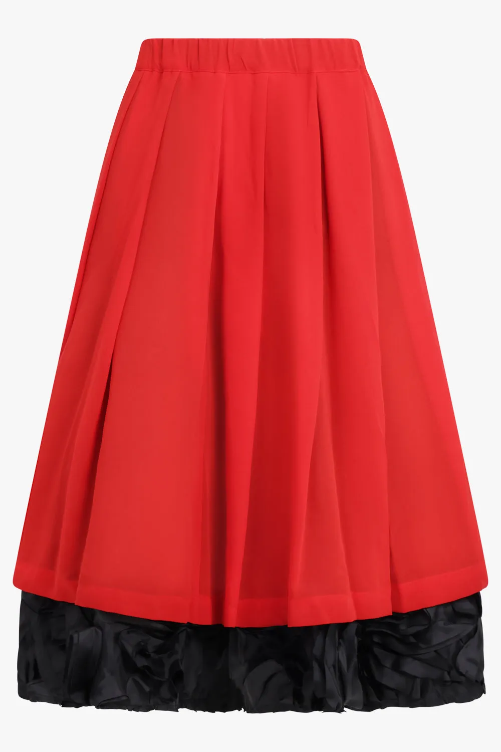 Floral Pattern Georgette Skirt | Red/Black
