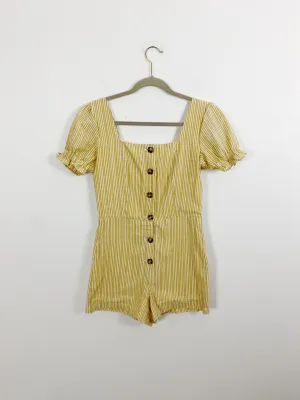 Harper Linen Mustard heritage Romper Small