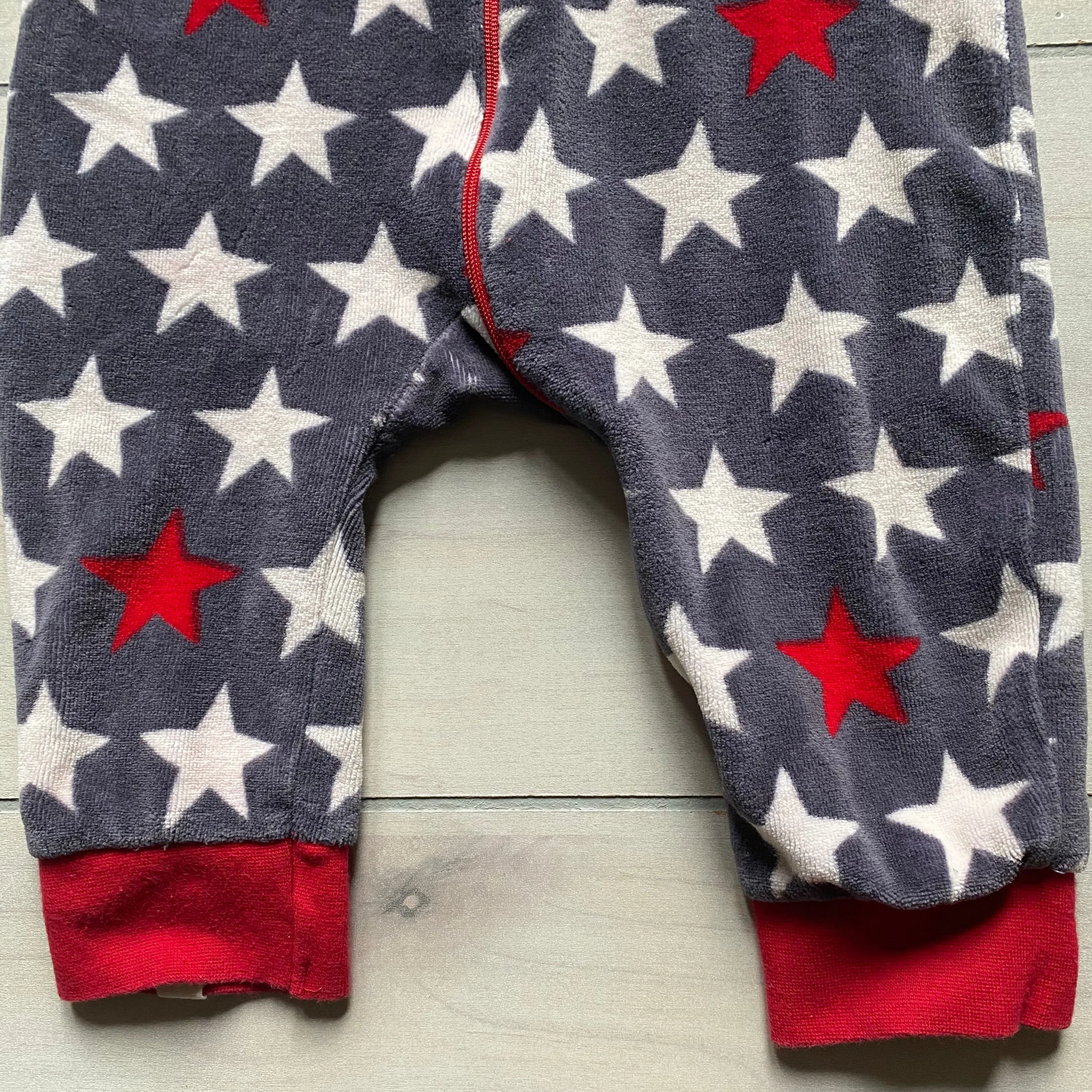 Hatley Navy Red Star Velour Sleeper Romper