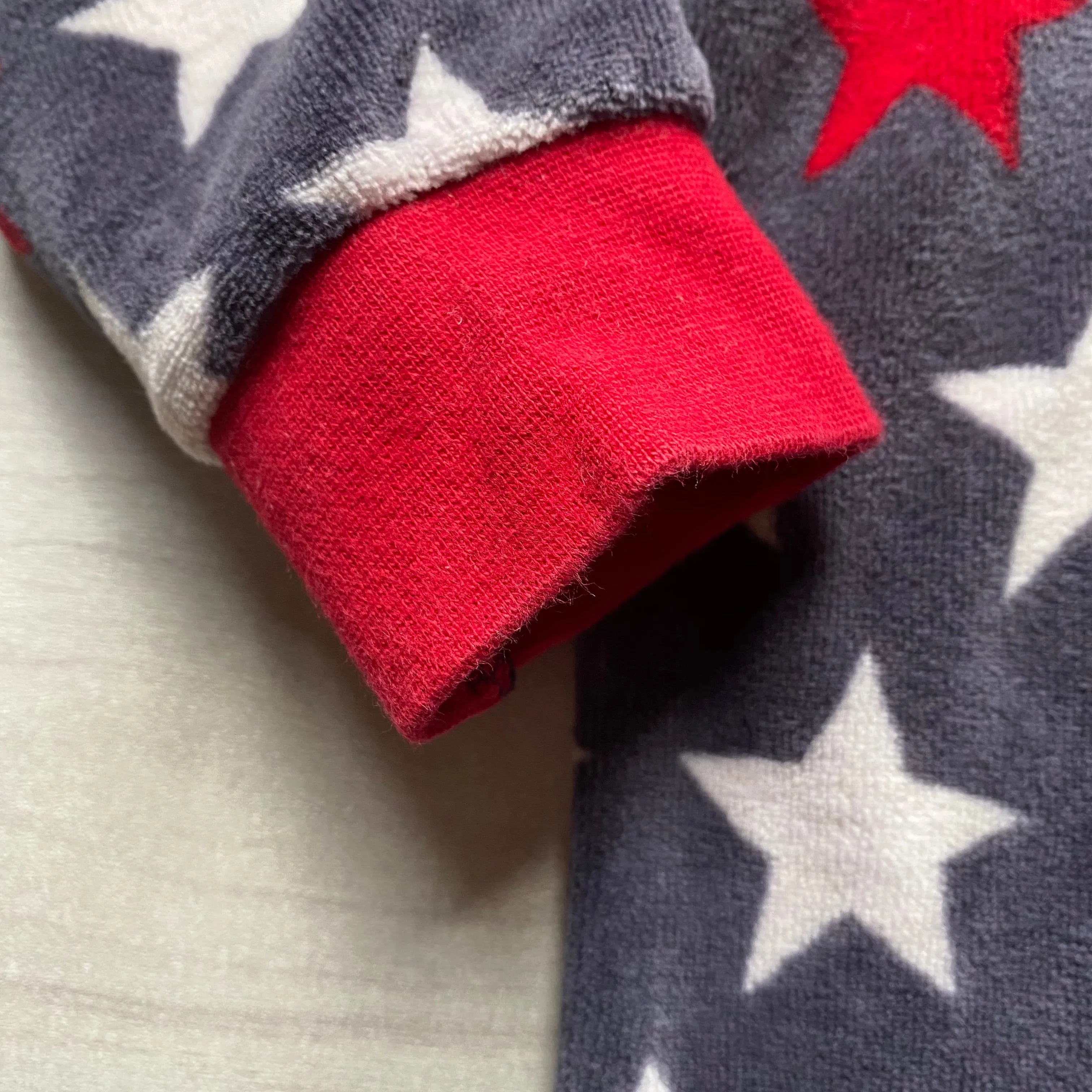 Hatley Navy Red Star Velour Sleeper Romper