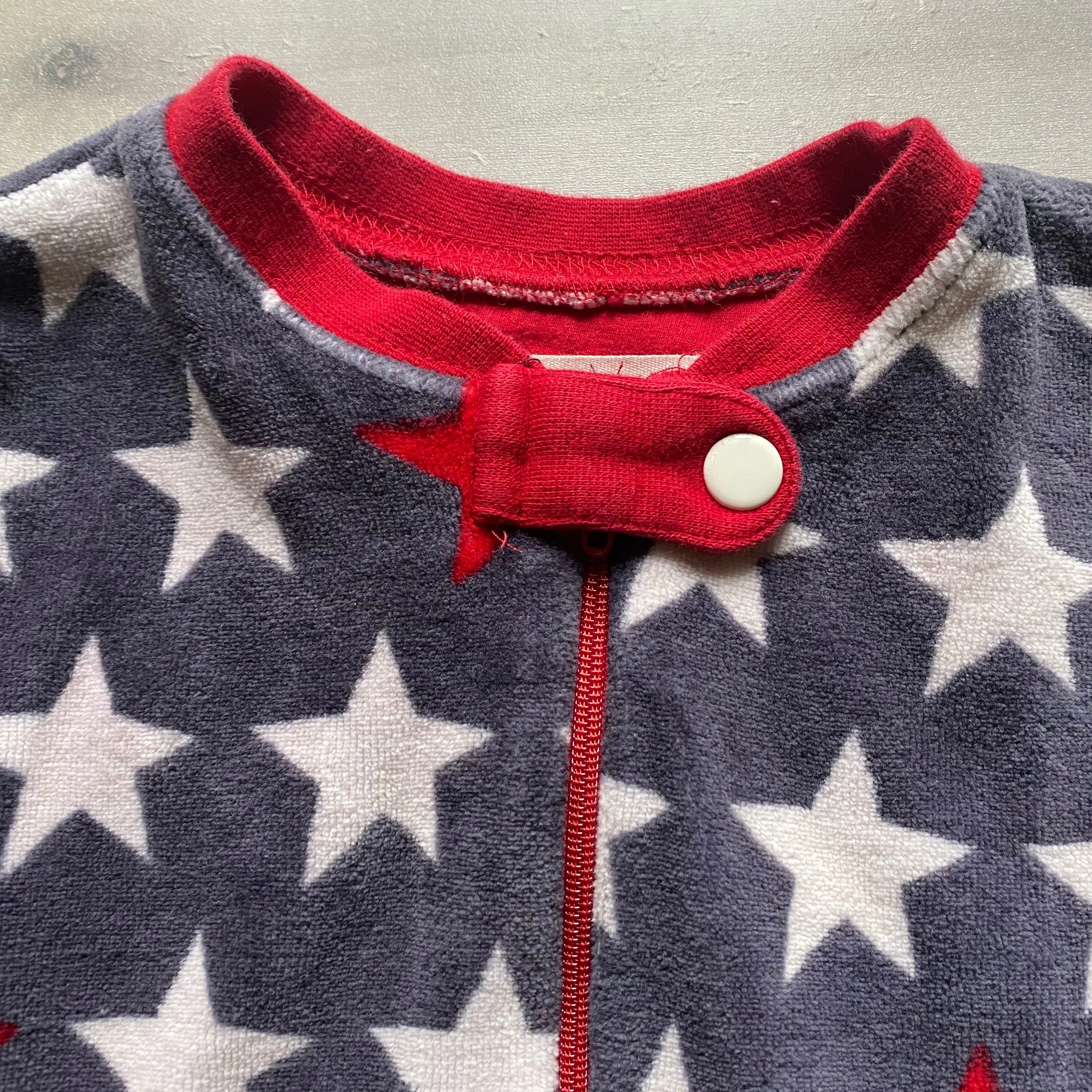 Hatley Navy Red Star Velour Sleeper Romper