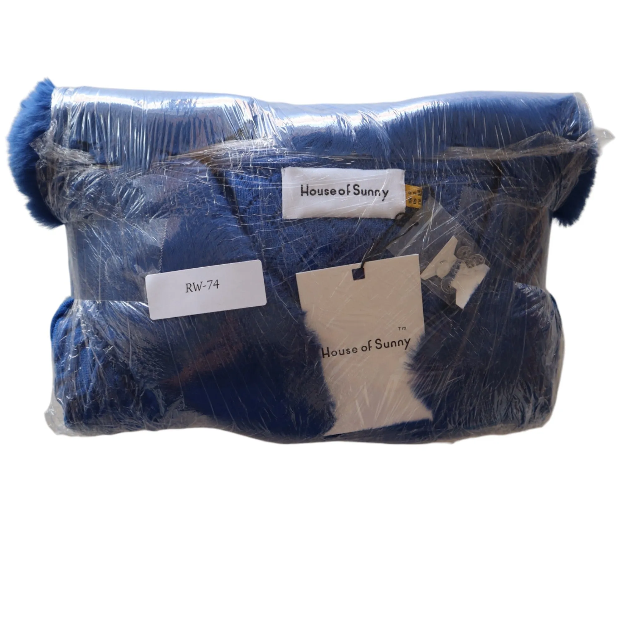 House Of Sunny Midnight Swirl Peggy Cardigan In Blue Faux Fur Collar & Cuffs XS