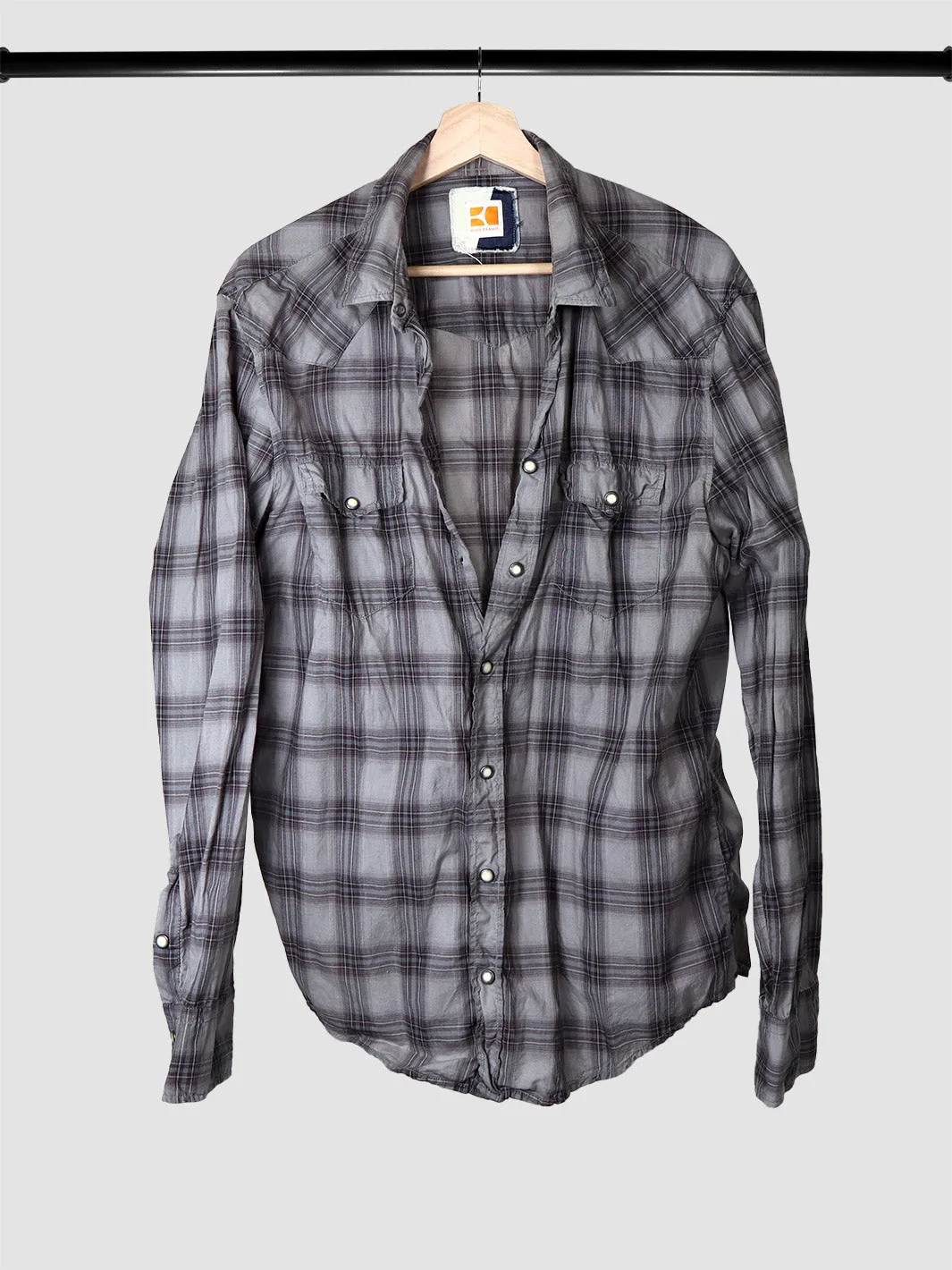 Hugo Boss Orange Checkered Shirt (XL)