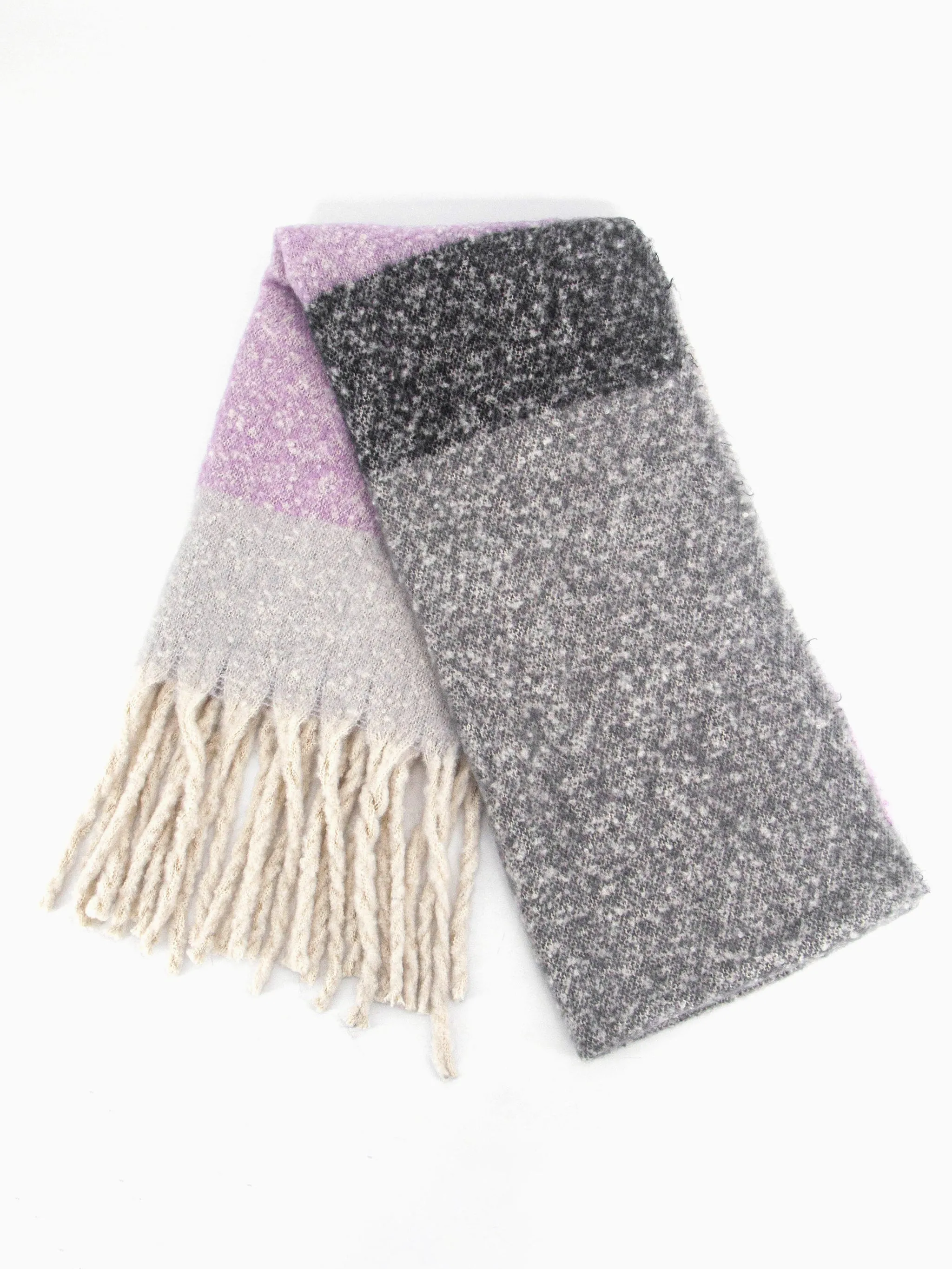 Isa Heavyweight Scarf - Grey, Colour Block