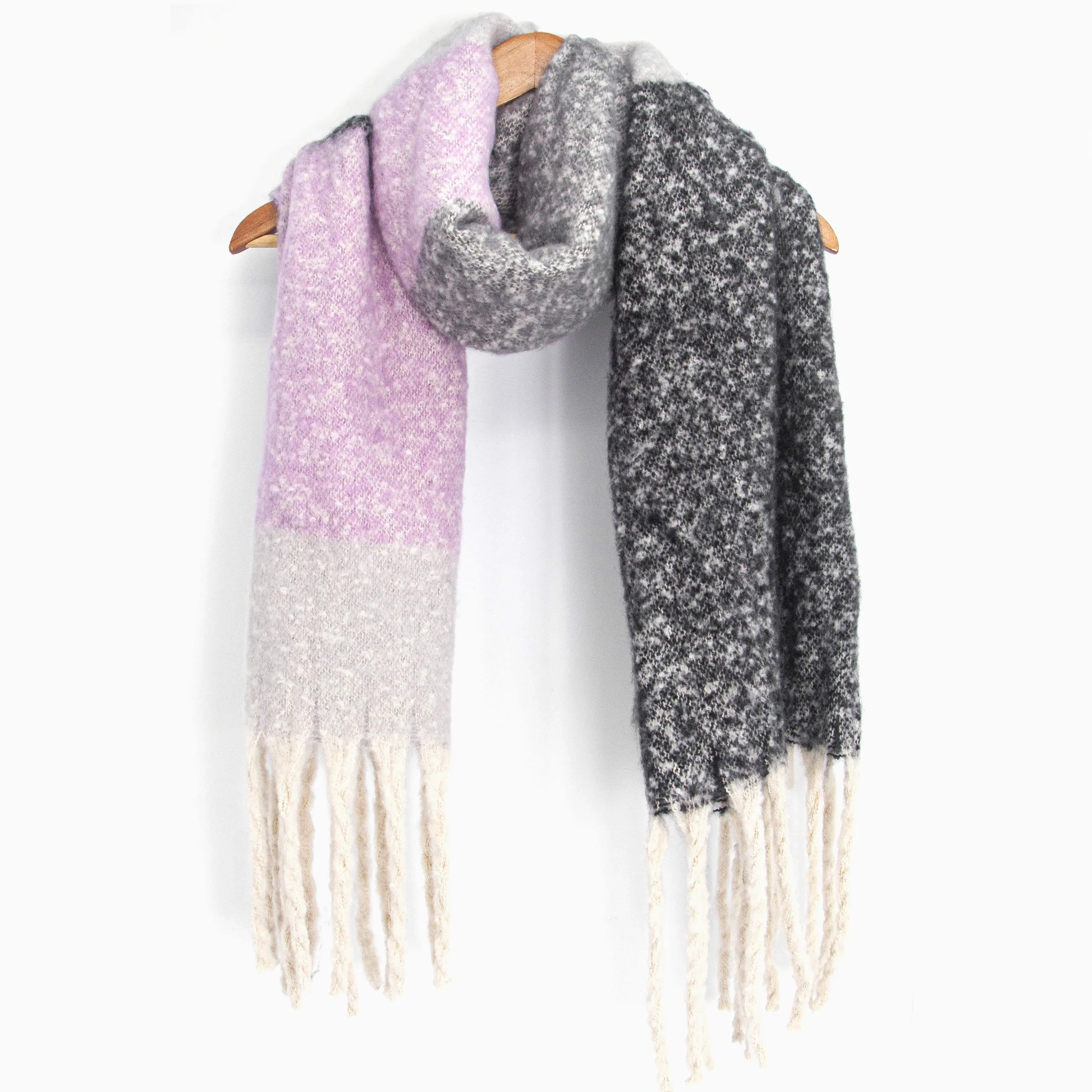 Isa Heavyweight Scarf - Grey, Colour Block