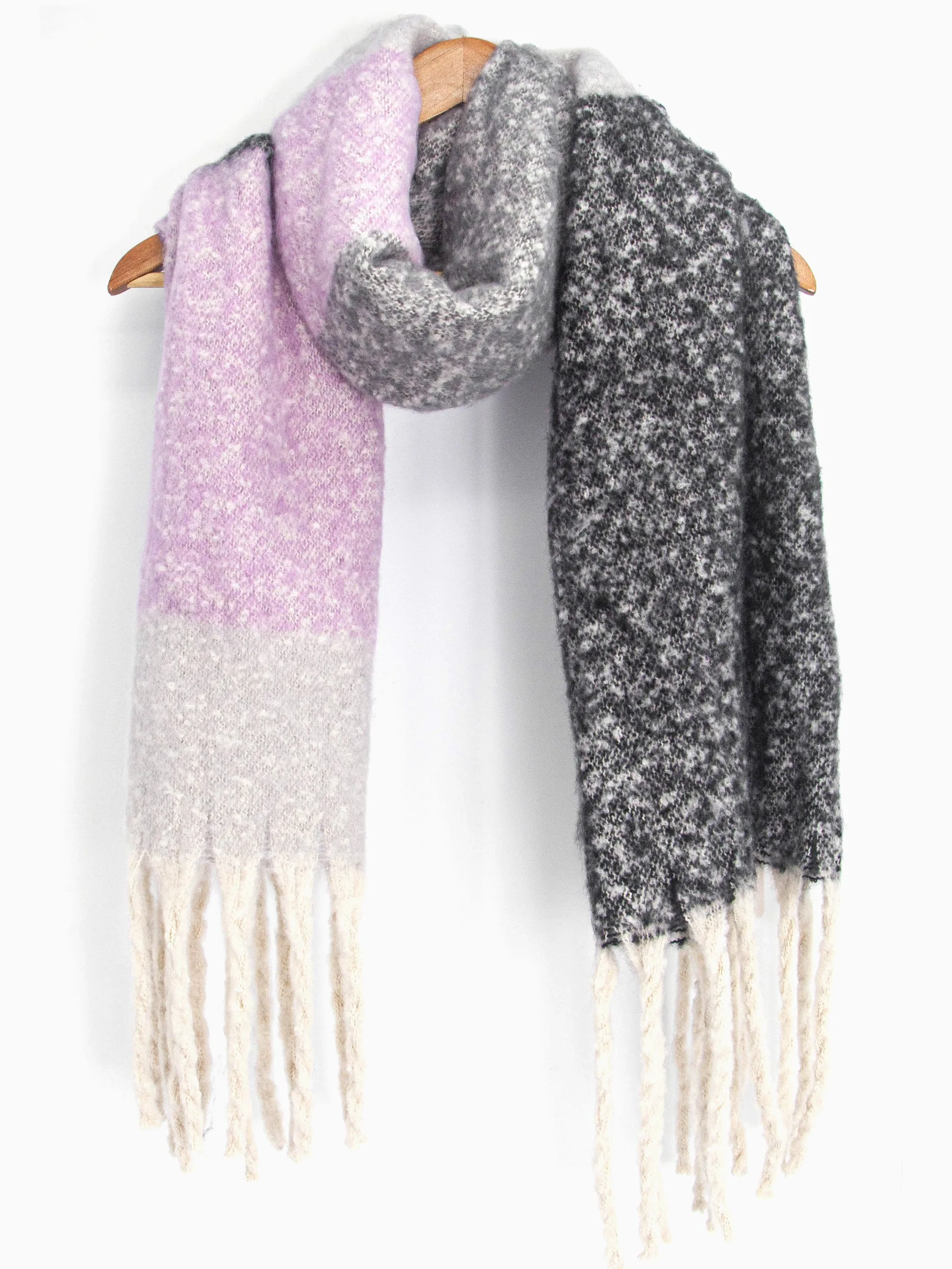 Isa Heavyweight Scarf - Grey, Colour Block