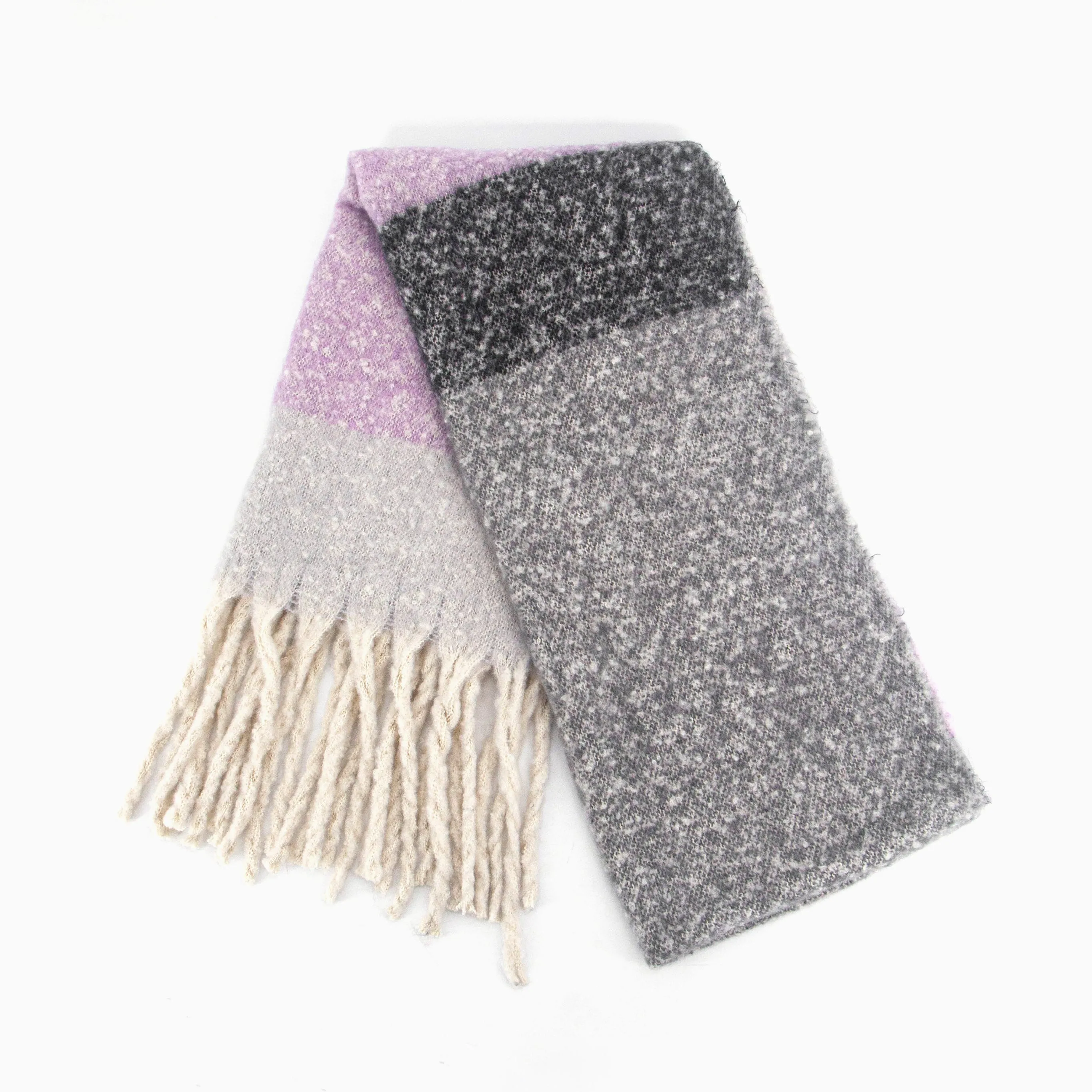 Isa Heavyweight Scarf - Grey, Colour Block
