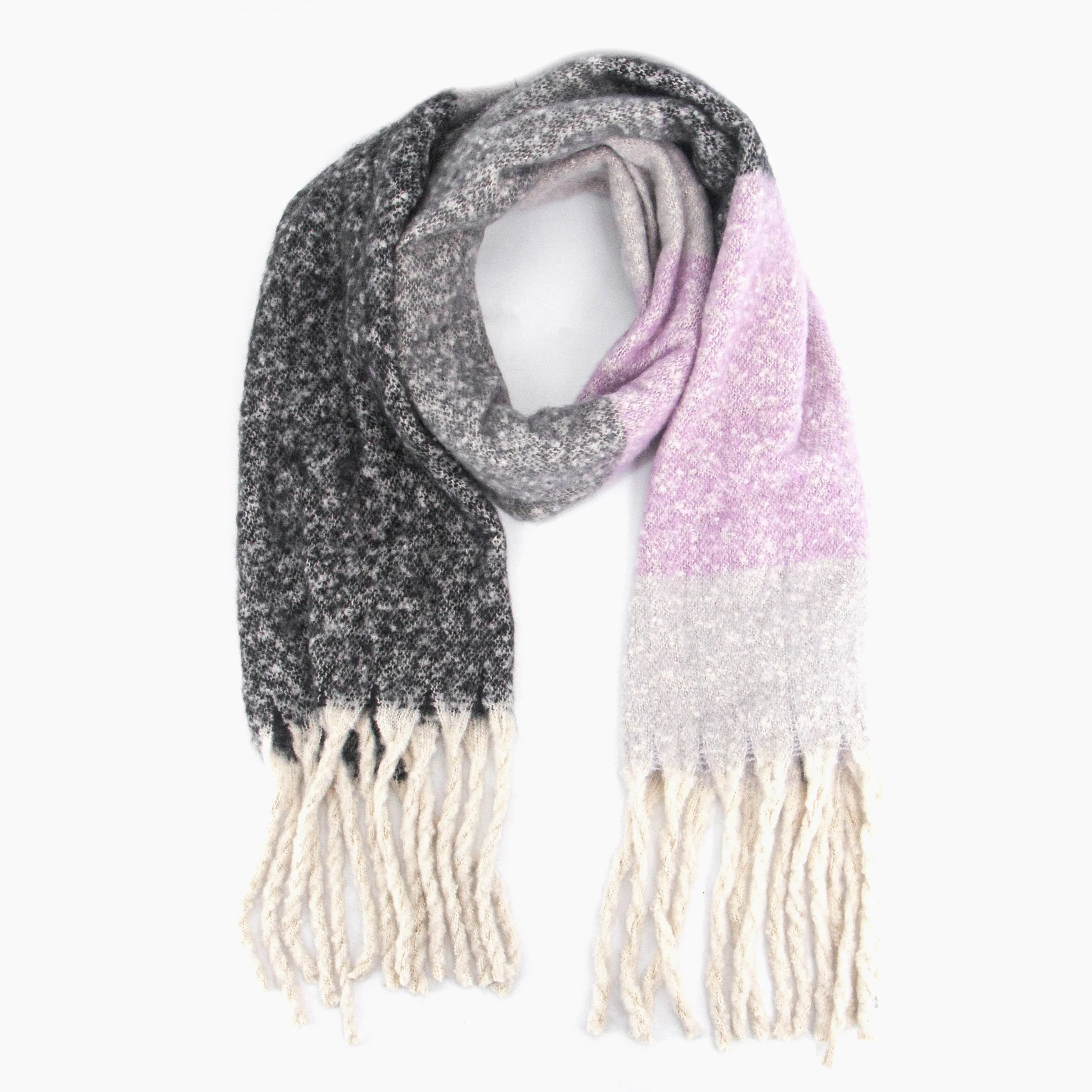 Isa Heavyweight Scarf - Grey, Colour Block