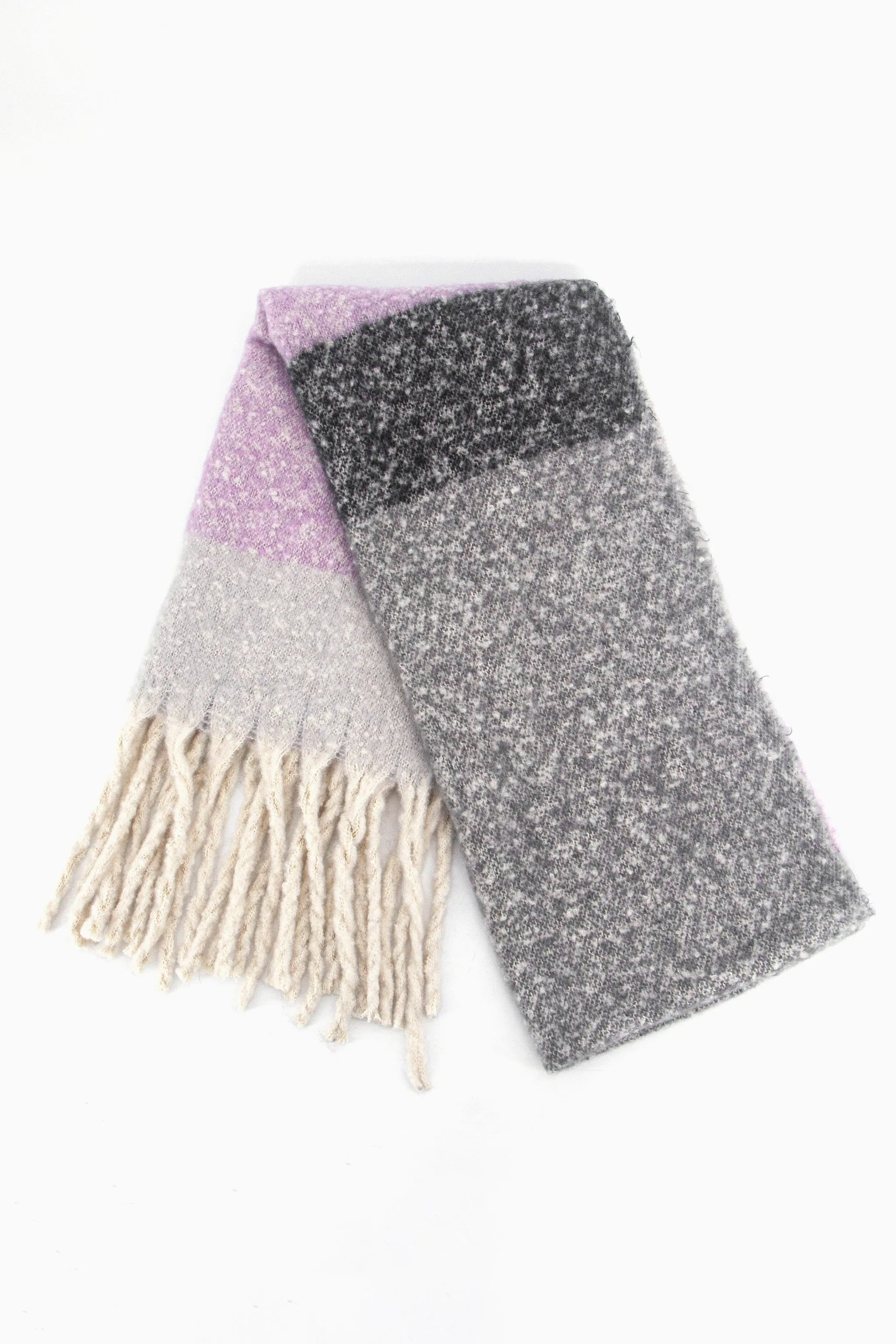Isa Heavyweight Scarf - Grey, Colour Block