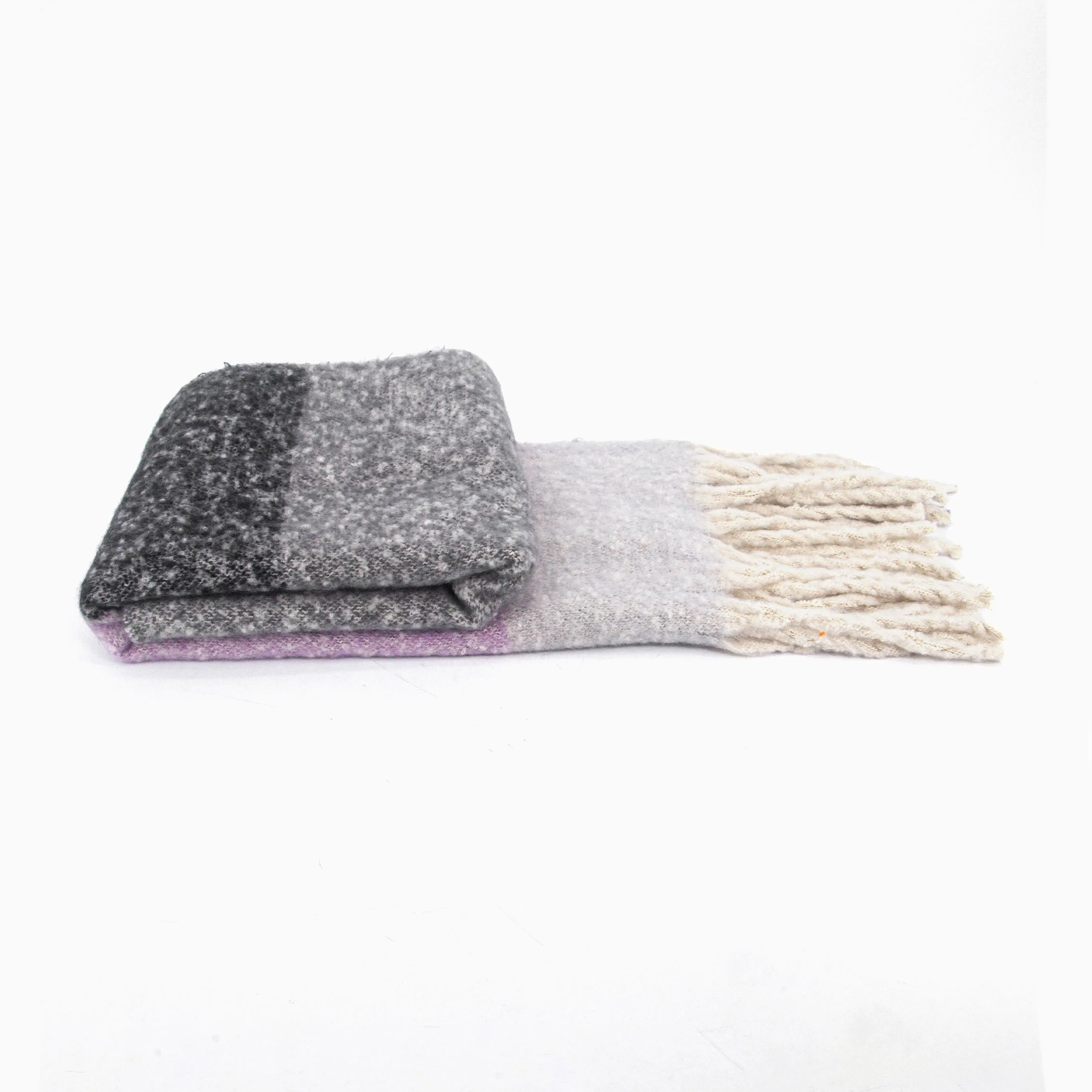 Isa Heavyweight Scarf - Grey, Colour Block