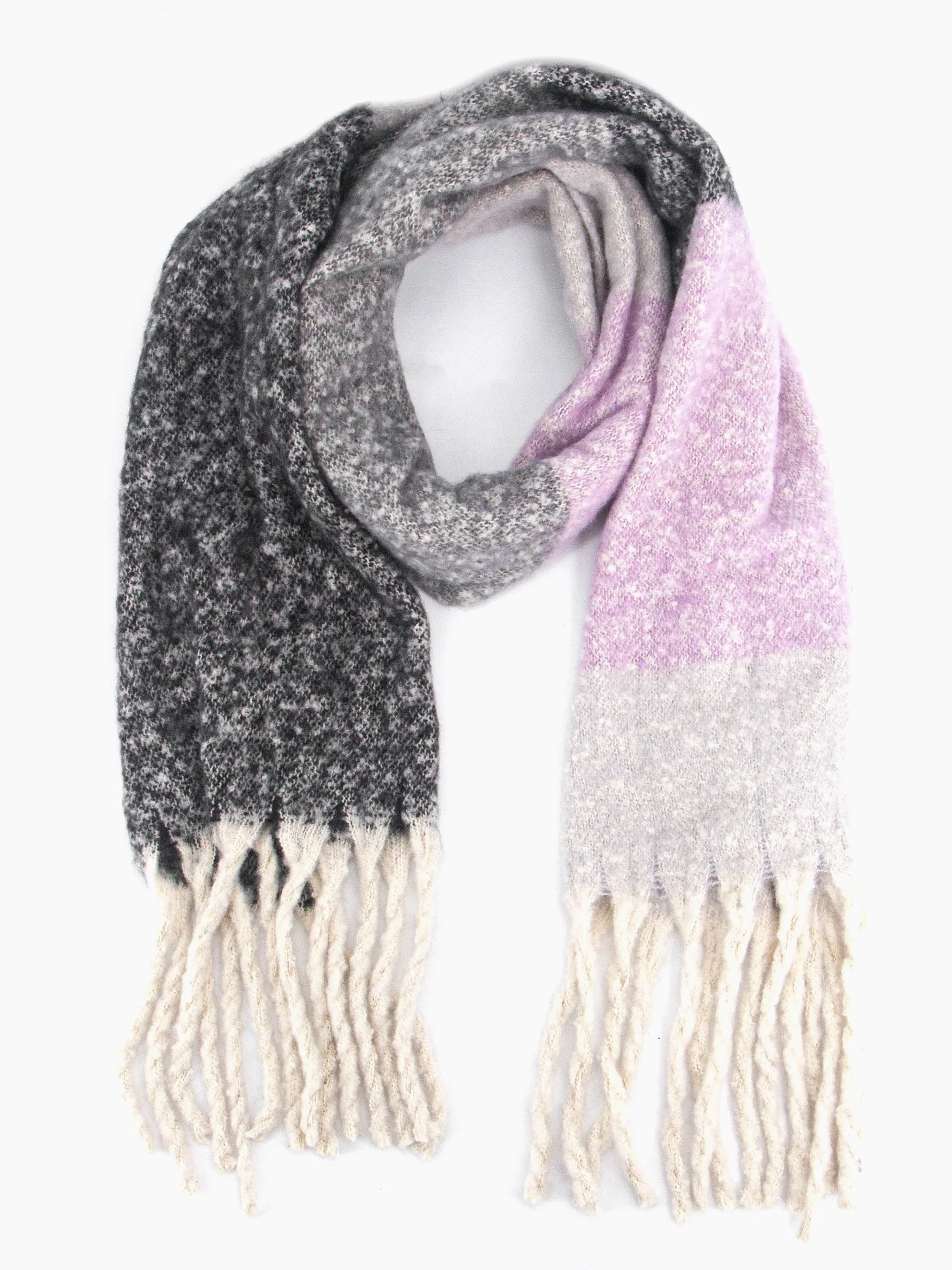 Isa Heavyweight Scarf - Grey, Colour Block