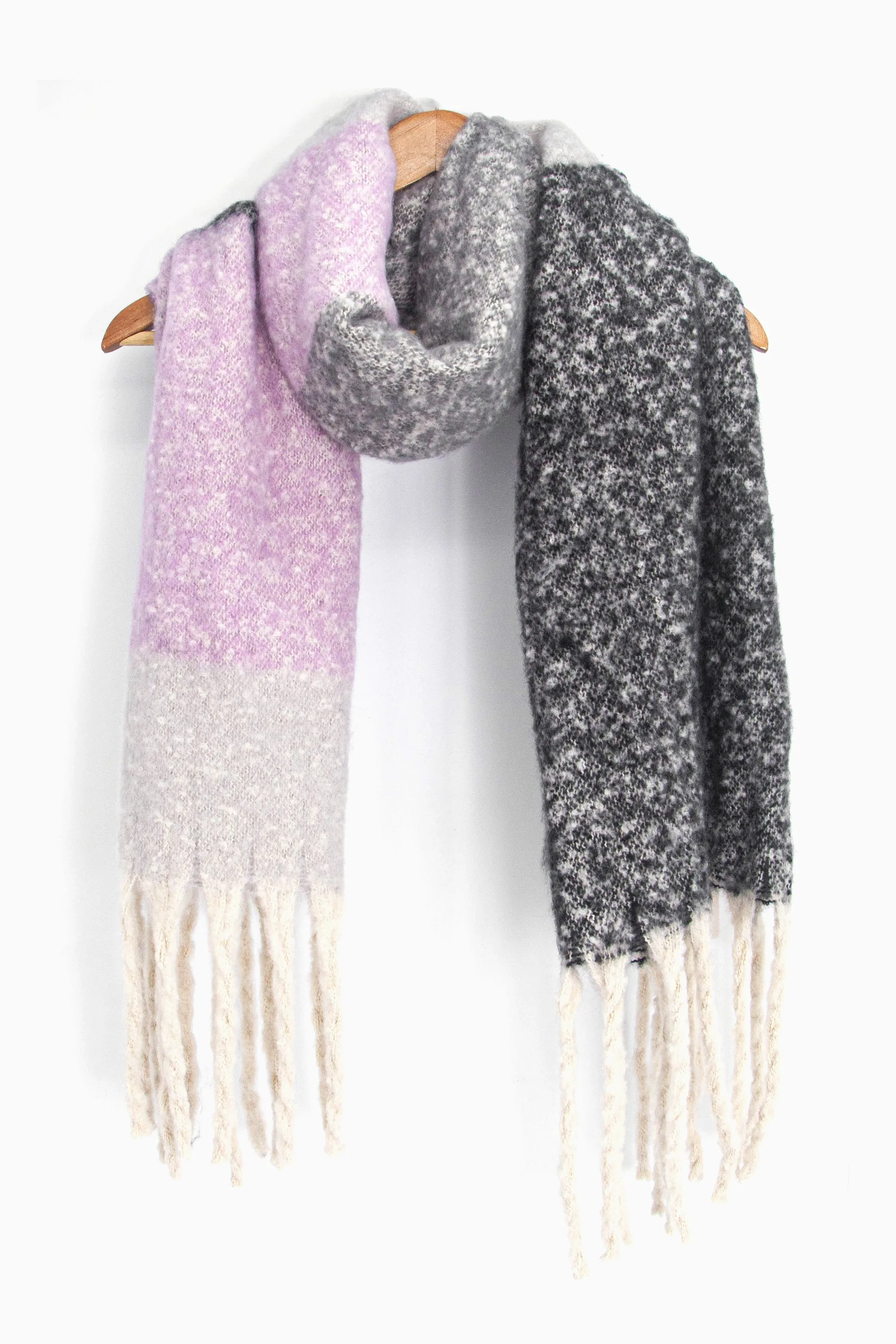 Isa Heavyweight Scarf - Grey, Colour Block