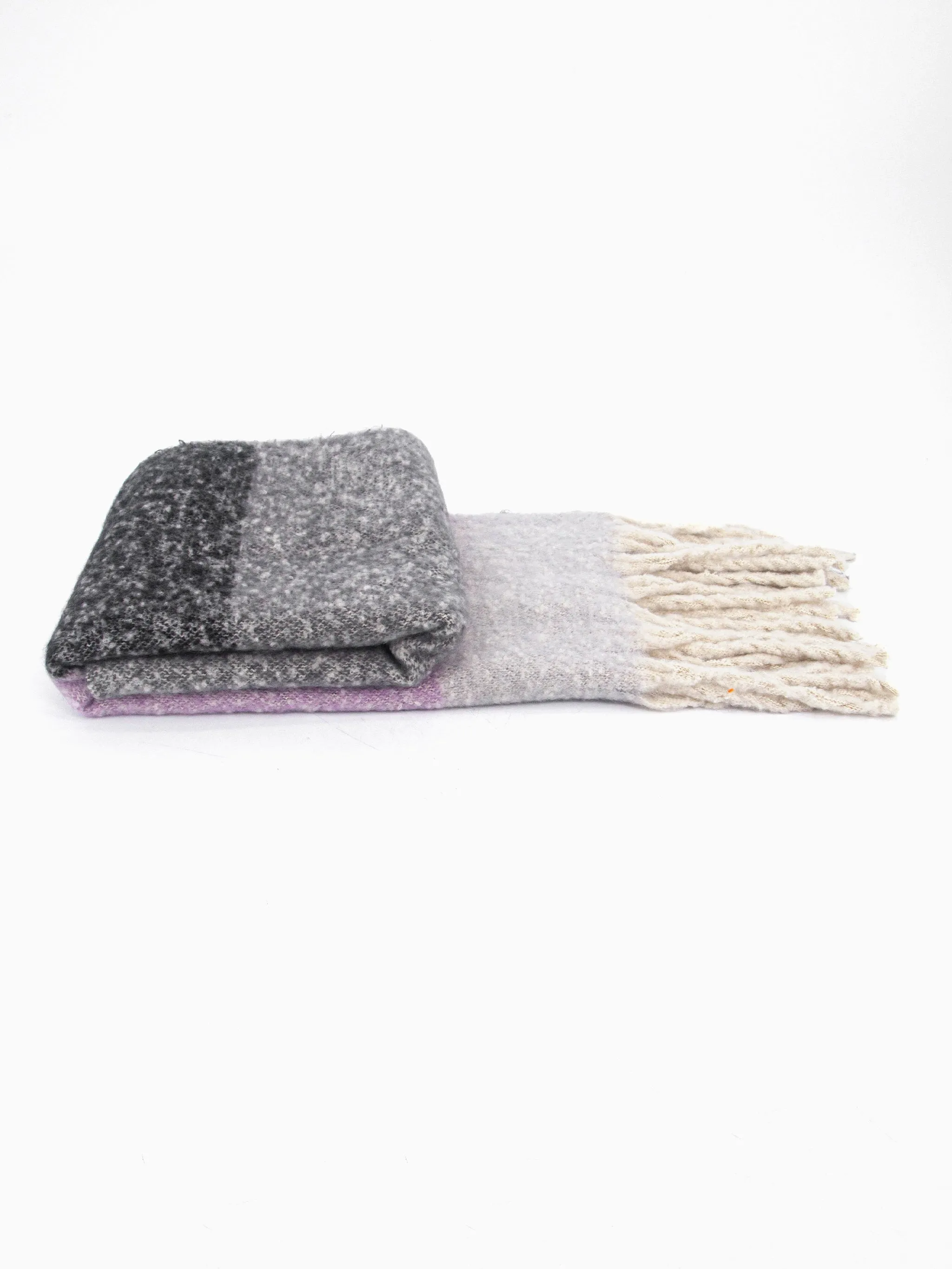 Isa Heavyweight Scarf - Grey, Colour Block