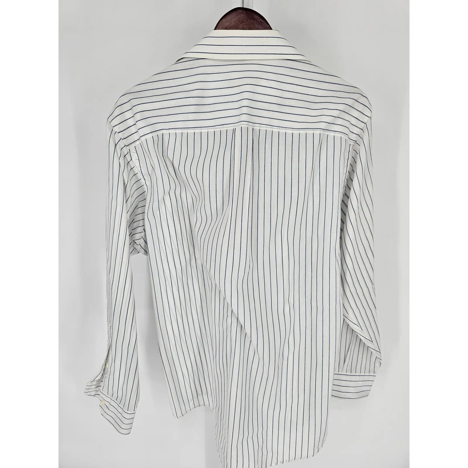 John Henry Mens Sz 16 1/2 32/33 Long Sleeve Dress Shirt Blue White Striped